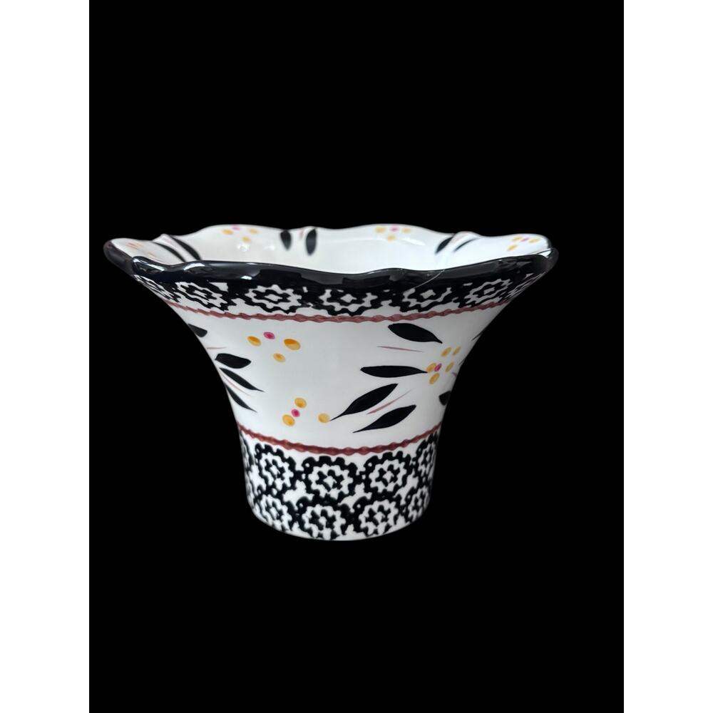 Temp-Tations Old World Black Ruffle Ridge Vase Country Farmhouse